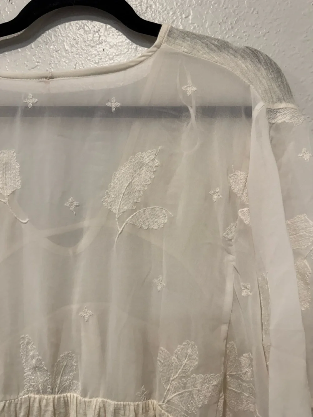 Free People Ivory Embroidered New World Kaftan Top Boho Flowy Festival Vibes XS